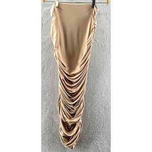 Public Desire Dress Womens Size 8 Brown Strapless Ruched Tube Tan Midi Nude